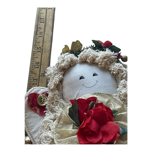 Vintage Rag Doll Shredded Angel Floral Headband Christmas Holiday Decoration 15” - Picture 4 of 4